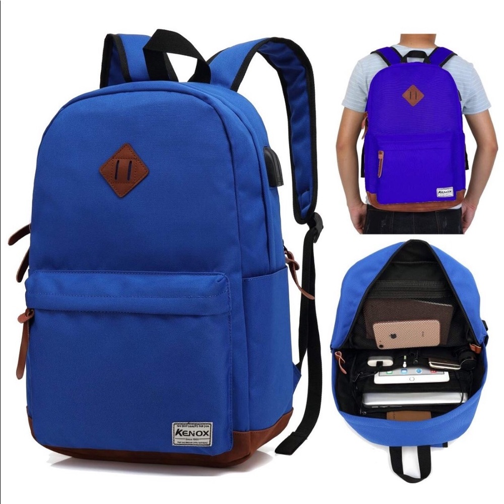 Kenox Vintage College Laptop Backpack w/ USB port